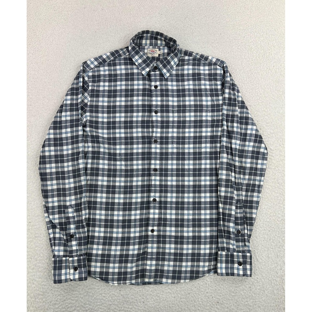Faherty Shirt Mens Medium Blue Plaid Movement Featherweight Button Up LS MWF2205